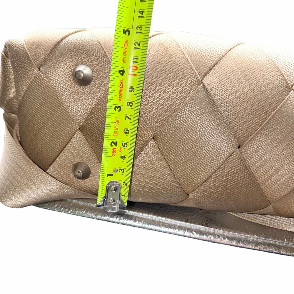 Maggie Bags Woven Seatbelt Laptop Tote Beige Crossbody Bag - Picture 13 of 14